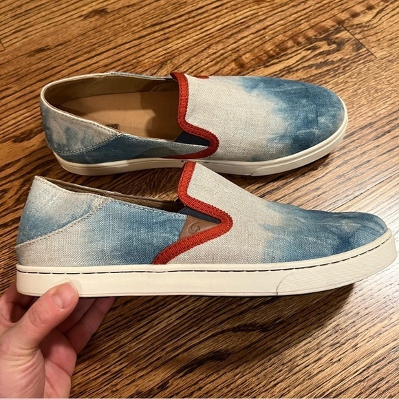 Olukai | Pehuea Limited Edition Slip On Sneakers Hawaiian Blue Tie Dye‎ US 9 - Picture 6 of 7